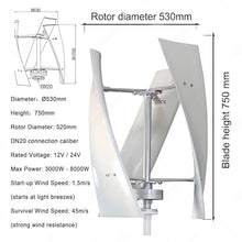 Vertical Axis Wind Turbine Kit,Vertical 3phase Wind Power Generator with Grid-Tied Controller,Light Wind Start,Low Noise & Low Vibration,Sturdy and Durable,Easy Installation 3000W-24V