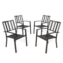 PHI VILLA Stackable Patio Dining Chairs Set of 4,Wrought Iron,Black