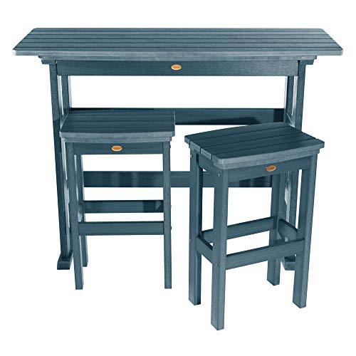 Highwood Lehigh 3pc Bar Height Balcony Set Nantucket Blue