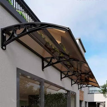 Patio Awning Canopy 150x300cm Outdoor Front Door Shelter with Polycarbonate Roofing Sheets - Black Aluminum Bracket for Window Porch Shade (Size:150x300cm/4.92x9.84ft)