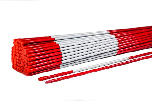 DISCOUNT SNOWSTAKES .COM 4ft Red Driveway Markers - Hy Viz Reflective Tape, Pointed Tip, Armor Cap, Easy Install, Flexible (950)
