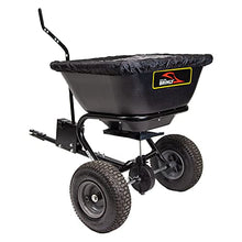 Brinly BS26BH-A Tow Behind Broadcast Spreader with Universal Hitch, 125 lb. - Deluxe Matte Black