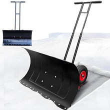 Snow Shovel with Wheels - 7-Way Pivoting Blade ＆ 5 Position Height Adjustments Snow Plow, 13.5kg Durable Frame - Clear Driveways Metal Snow Pusher, Walkways Patios with Ease