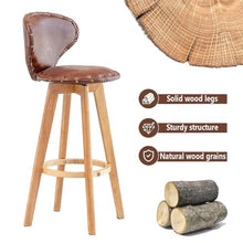 Counter Height Chairs,Bar Stools Set of 2, PU Leather Upholstered Bar Chairs for Home, Dining Room, Pub, Swivel Dining Chair with Arc Back, Footrest & Wood Legs, Counter Height Kitchen Island Stool(Bl