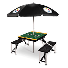 PICNIC TIME NFL Pittsburgh Steelers Picnic Table Portable Folding Table with Seats and Umbrella