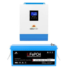 SUNGOLDPOWER 3KW 24V Kit: 3000W 24VDC Pure Sine Wave Solar Inverter 100A 24Vdc LiFePO4 Batteries UL1973
