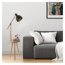 LUYOUBOZHU Floor Lamp Industrial Farmhouse Floor Lamp with Shelves, Iron Shade & Wooden Base(White)