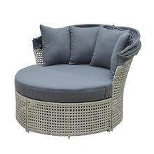 2-Piece Wicker Outdoor Daybed with Retractable Canopy, Dark Gray