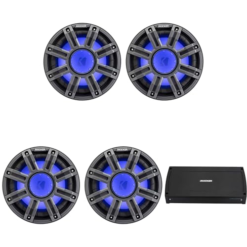 KICKER MWF 10-Inch Premium Marine Subwoofer & 48KXMA8008 Amp Bundle