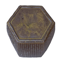 Orientliving Chinese Hexagon Bamboo Theme Ceramic Garden Stool Brown