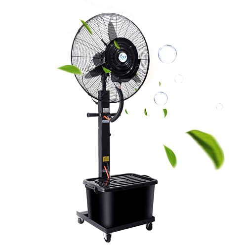 GFJYKDL Portable Misting Fan - 26In Outdoor Cooling Fan with 3 Speeds, Ideal for Restaurants, Garages, Gyms, Workshops - Liftable & Versatile Cooling Solution,65cm/26in