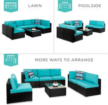 UOPYNE Manual Weaving Wicker Patio Set Outdoor Rattan Sofa with Tea Table 7 Pieces Outdoor Patio Porch Furniture Sets