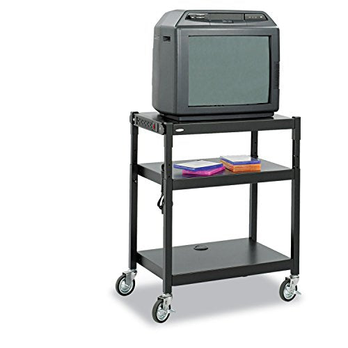 Safco Products Height Cart in Black Finish 8932BL 27.25 by 18.25 by 28.5 to 36.5-Inch