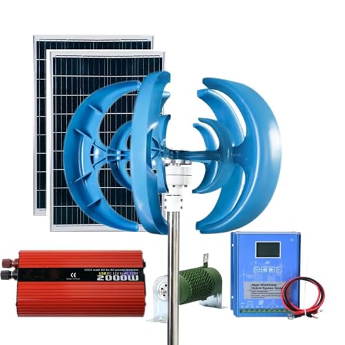 1000W Wind-solar Complementary Power Generation System With 2 * 100W Solar Panel+800W 12V/24V Wind Turbine Generator+intelligent Controller+2000W Inverter Vertical Axis Wind Turbine Kit(24V)