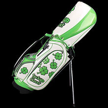 Guiote Golf Stand Bag Pu Leather Golf Carry Bag Embroidery Series 8-Ways 9.0" White Lucky Clover