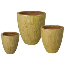Emissary Yellow Stoneware Round Planters Set of 3 26in x 29.5in