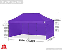 ABCCANOPY Heavy Duty Easy Pop Up Canopy Tent with Sidewalls 10x20 Purple