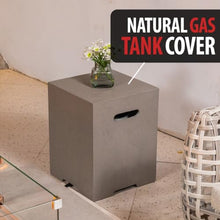 AMS 40" Square Concrete GFRC Natural Gas Fire Pit Table Bundle - Light Gray