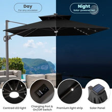 OROTLECT 12' X 9' Rectangular Patio Cantilever Solar Led Light Umbrella with Weighted Base – Effortlessly Movable by One Person
