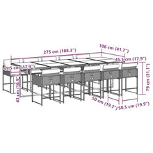 LKJephalotrope 11 Piece Patio Dining Set with Acacia Wood Table Top, Large Outdoor PE Rattan Furniture for 10 Person, Backyard Garden Table and Chairs with Washable Cushions, Black