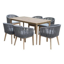 Pemberly Row 7-Piece Modern Acacia Wood Dining Set Gray