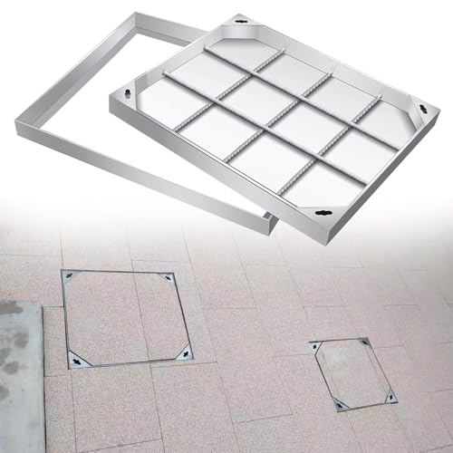 WXPWAMZ 304 Stainless Steel FInspect CoverAccess Lid for Septic Tan with Lift HookMetal Cover for Patios and Paving (70 x 80 cm)