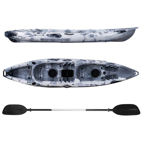 Towallmark Tandem Fishing Angler Kayak 12.4Ft 660lbs Capacity White Black