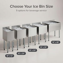 18” x 48” Stainless Steel Underbar Ice Bin - 161 lb NSF Extra-Wide Commercial Bar Ice Chest with Sliding Lid, Bottle Holders, Insulated Storage, Backsplash, Drain Pipe