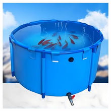Zfmnoyev Canvas Fish Pond Pool, Round Portable Water Storage Tank, Large Collapsible Outdoors Swimming Pool with Steel Bracket, Easy to Install, for Breeding (Color : Blue, Size : 1.2x0.6m-680L)