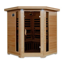 HEATWAVE Tucson 4 Person Hemlock Low EMF Infrared Wood Sauna for Home & Indoor Relaxation – With 9 Carbon Heaters, Chromotherapy Lighting, Tempered Glass Door, Built-In Stereo Sound System