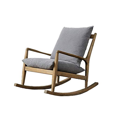 IIPOSAQQ Retro Solid Wood Rocking Chair Smooth Rocking Motion Detachable Washable Zipper Cushion Suitable for Terrace Living Room
