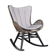 Armen Living Fanny Outdoor Patio Rocking Chair Dark Eucalyptus and Truffle