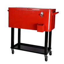 Sawan Shop Patio Deck Cooler Rolling Outdoor 80 Quart Solid Steel Construction Home Party