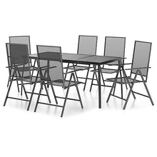 Heofavd Modern Garden Dining Set Anthracite Steel 7-Piece Patio Furniture Set with Foldable Reclining Chairs 65"x31.5" Outdoor Dining Table for Backyard Balcony and Terrace
