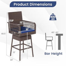 ORALNER 29" Outdoor Bar Stools Wicker Swivel Dining Chair Set of 4, Navy