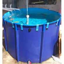 Zfmnoyev Canvas Fish Pond Pool, Circular Thickening Pool, Pool Above Ground, Large Collapsible Outdoors Tarpaulin, for Breeding Koi, Garden Lrrigation (Color : Blue, Size : 1.5x0.6m-1000L/59X24IN)