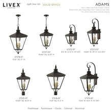 Livex 27373-07 Adams 3 Light Outdoor Wall Lantern Antique Brass/Brushed Nickel
