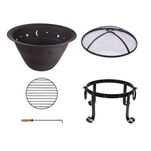 WeCooper Cast Iron Fire Pits,29inch,Round,Deep,with Mesh Screen & Poker