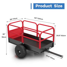Garden Dump Cart ATV Trailer Tow Behind, Heavy Duty Steel Utility Trailer 1700 Lbs/17 Cu.Ft Capacity, Dump Trailers Mover for Lawn with Removeable Sides Style A