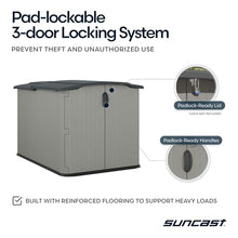Suncast Horizontal Storage Shed, 98 Cu Ft, Resin, Glidetop, Sliding Lid