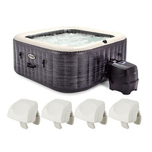 Intex PureSpa Plus 4 Person Inflatable Square Hot Tub Gray with Headrest Pillow 4 Pack