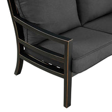 Oakland Living Black Aluminum Patio Deep Seating Outdoor Two Seater Loveseat with Black Cushions