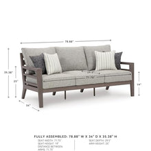 Signature Design by Ashley Hillside Barn Outdoor Sofa with Cushion, Heavyweight Weatherwood All-Weather Frame, Engineered Resin Polymer Wood-Look, Nuvella+ UV-Resistant Fabric for Patios, Gray/Brown