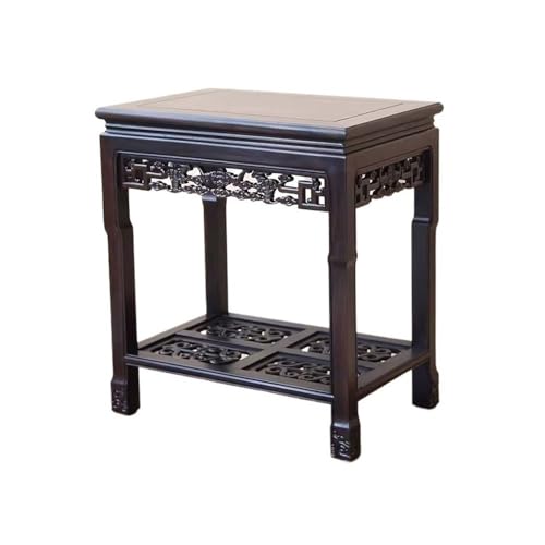 LUYOUBOZHU Vase Stand Rectangles Bilayer Antique Flower Rack, Indoor Household Floor Redwood Plant Base