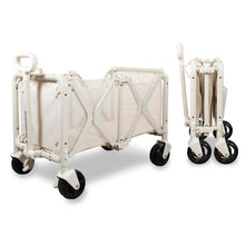 WONDERFOLD S5 Convertible Utility Wagon - Sturdy, Compact Wagon with Wheels and Versatile Half-Capacity Option, Table Attachment & Brakes, Beige