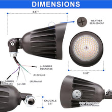 LED Bullet Flood Light 30W/40W/50W Selectable, 3CCT 3000K/4000K/5000K, 0-10V Dim Outdoor Spotlight, IP65 Rated Landscape Security Light with Adjustable Knuckle Mount for Yard, Flag Pole, Wall (8-pack)