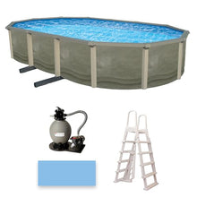 Blue Wave Trinity 18x33-ft Oval 52-in Deep Steel Wall Above Ground Pool Package Gray