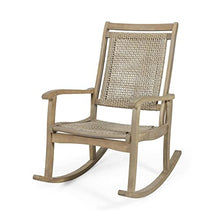 Christopher Knight Home Pearsall Acacia Wood Outdoor Rocking Chair, Wicker Rocking Chair, Patio Recliner Chair, Light Brown