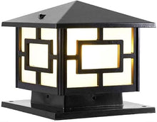 BUNCC Modern Outdoor Post Light | Black Square Pillar Lantern with Geometric Design | Waterproof IP65 Die-Cast Aluminum Column Lamp E27 Socket | for Deck Fence Gate Patio Yard Garden Decor