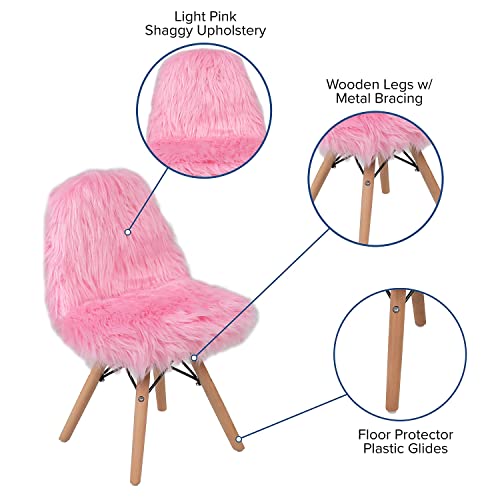 Flash Furniture Zula Kids Shaggy Dog Accent Chair Set, Light Pink